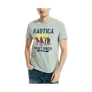 Nautica Men's Sustainably Crafted Short Sleeve Graphic T-Shirt, Jade Frost, Medium for $16