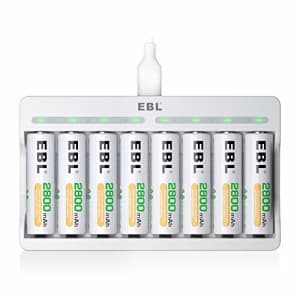 EBL Rechargeable AA Batteries 2800mAh 8 Pack and 8-Bay AA AAA Individual Rechargeable Battery for $26