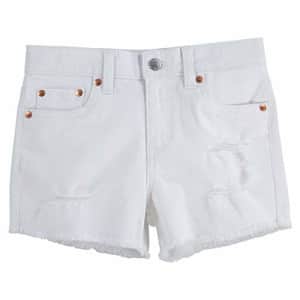 Levi's Girls' Denim Shorty Shorts_Discontinued, White, 6 for $22