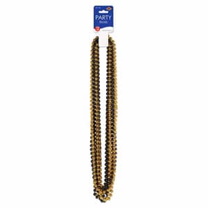 Beistle Beads Necklaces 12 Piece Mardi Gras Party Supplies, 33", Black/Gold for $9