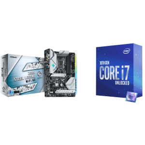 ASRock Z590 Steel Legend ATX Intel Motherboard w/ Intel Core i7-10700K Comet Lake 8-Core CPU for $384