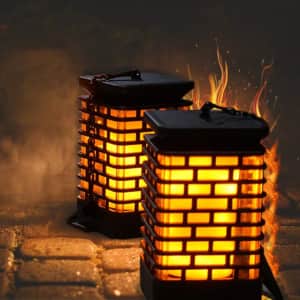 Outdoor Solar Flame Effect Hanging Lantern 2-Pack for $25 Outdoor Solar Flame Effect Hanging Lantern 2-Pack for $25