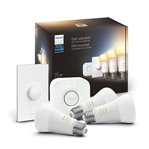 Philips Hue White Ambiance Medium Lumen (75W) Smart Button Starter Kit, Hub Included, Works with for $95