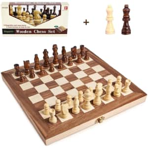Jseraph Wooden Travel Chess and Checkers Set for $18 Jseraph Wooden Travel Chess and Checkers Set for $18