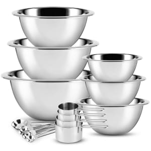 14-Piece Stainless Steel Mixing Bowls w/ Measuring Cups for $28 14-Piece Stainless Steel Mixing Bowls w/ Measuring Cups for $28