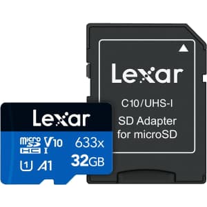 Lexar 633x 32GB UHS-1 microSD Card w/ Adapter for $8