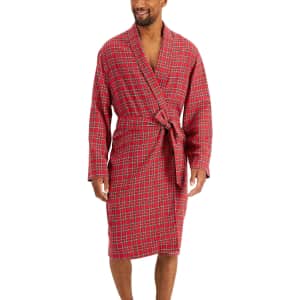 Club Room Men's Plaid Shawl Collar Flannel Robe for $12