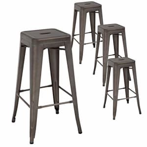 FDW Metal Bar Stools Set of 4 Counter Height Barstool Stackable Barstools 24 Inch 30 Inch Indoor for $106