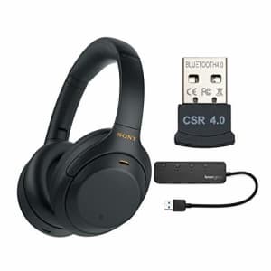 Sony WH-1000XM4 Wireless Noise Canceling Over-Ear Headphones (Black) with Knox Gear 4-Port USB 3.0 for $230