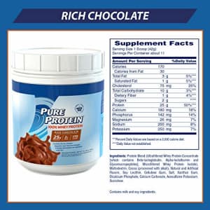 Pure Protein Powder, Whey, High Protein, Low Sugar, Gluten Free, Rich Chocolate, 1 lb for $11