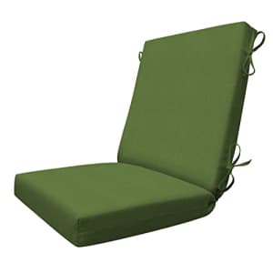 Honey-Comb Honeycomb Indoor/Outdoor Textured Solid Artichoke Green Highback Dining Chair Cushion: Recycled for $58