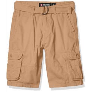 Southpole - Kids Boys' Big Belted Ripstop Basic Cargo Shorts, Khaki As, 8 for $17