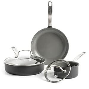 GreenPan Chatham Healthy Ceramic Nonstick, Cookware Pots and Pans Set, 5 Piece, Gray for $117