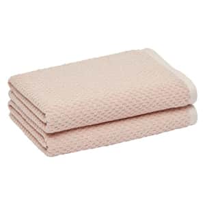Amazon Basics Odor Resistant Textured Bath Towel, 30 x 54 Inches - 2-Pack, Blush for $19