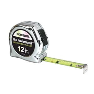 Komelon 412HV High-Visibility Professional Tape Measure, 12-Feet by 5/8-Inch, Chrome for $6