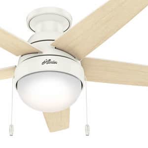 Hunter Fan 46 inch Low Profile Fresh White Indoor Ceiling Fan with Light Kit and Pull Chain for $70 Hunter Fan 46 inch Low Profile Fresh White Indoor Ceiling Fan with Light Kit and Pull Chain for $70