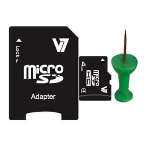 V7 VAMSDH4GCL4R-2E - Flash-Speicherkarte ( microSDHC/SD-Adapter inbegriffen ) - 4 GB for $9