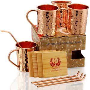 Copper Cure Copper Hammered Mugs Set for $45