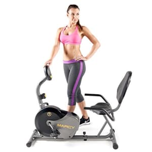 Marcy Magnetic Recumbent Bike with Adjustable Resistance and Transport Wheels NS-716R for $240