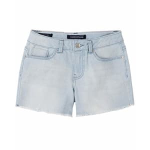 Calvin Klein Girls' Boyfriend Fit Stretch Denim Shorts, Stratus/Cut Off, 10 for $17