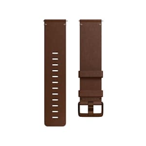 Fitbit Versa Family Accessory Band, Official Fitbit Product, Premium Horween Leather, Cognac, Large for $50