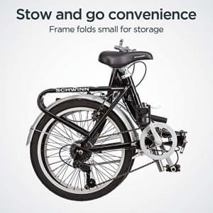 Schwinn Loop Adult Folding Bike, 20-inch Wheels, 7-Speed Drivetrain, Rear Carry Rack, Carrying Bag, for $430 Schwinn Loop Adult Folding Bike, 20-inch Wheels, 7-Speed Drivetrain, Rear Carry Rack, Carrying Bag, for $430