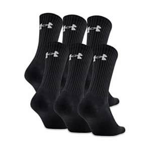 Under Armour Adult Cotton Crew Socks, Multipairs, Black/Gray (6 Pairs), Large for $28