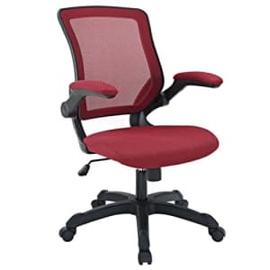 Modway Veer Office Chair with Mesh Back and Vinyl Seat With Flip-Up Arms in Red for $109 Modway Veer Office Chair with Mesh Back and Vinyl Seat With Flip-Up Arms in Red for $109