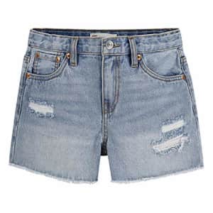 Levi's Girls' Girlfriend Fit Denim Shorty Shorts, Indigo Avenue, 8 for $18