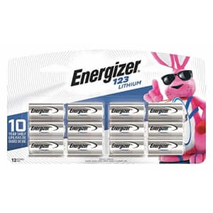 Energizer 123 Lithium Photo Battery, 12 Batteries, 1-Pack for $21