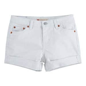 Levi's Girls' Girlfriend Fit Denim Shorty Shorts, Classic White, 5 for $65