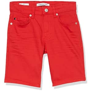 Calvin Klein Boys' Big Stretch Short, Denim Racing Red 22, 12 for $18