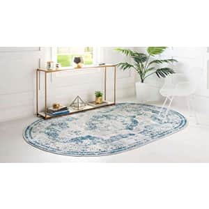 Unique Loom Sofia Collection Traditional Vintage Blue/Light Blue Oval Rug (3' 3 x 5' 3) for $30 Unique Loom Sofia Collection Traditional Vintage Blue/Light Blue Oval Rug (3' 3 x 5' 3) for $30