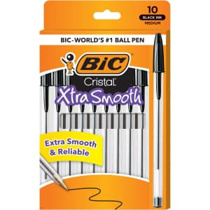 BIC Cristal Xtra Smooth Ballpoint Pen 10-Pack for $1