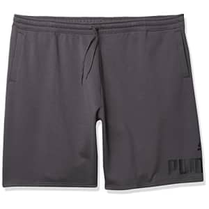 PUMA Men's Big & Tall Big Logo Fleece 10" Shorts, Asphalt Black, 4X-Large for $14