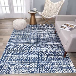 Rugshop Geometric Bohemian Design Area Rug 3'3" x 5' Navy for $72 Rugshop Geometric Bohemian Design Area Rug 3'3" x 5' Navy for $72