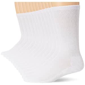 Hanes Men's Big & Tall Crew Socks 12-Pack,,White,,12-14 Tall for $15