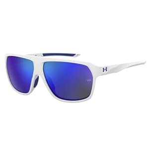 Under Armour Adult Dominate Rectangular Sunglasses, Matte White, 62mm, 12mm for $70