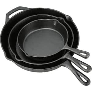 Ozark Trail 3-Piece Pre-Seasoned Cast Iron Skillet Set for $15 Ozark Trail 3-Piece Pre-Seasoned Cast Iron Skillet Set for $15