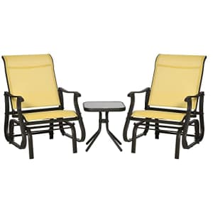 Outsunny 3-Piece Outdoor Gliders Set Bistro Set with Steel Frame, Tempered Glass Top Table for for $220 Outsunny 3-Piece Outdoor Gliders Set Bistro Set with Steel Frame, Tempered Glass Top Table for for $220