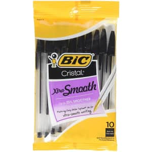 BIC Cristal Xtra Smooth Ballpoint Pen 10-Pack for $2