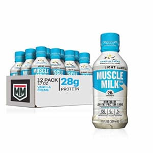 Muscle Milk Muscle Milk Light Protein Shake, Vanilla Creme, 28g Protein, 17 FL OZ, 12 Count for $46 Muscle Milk Muscle Milk Light Protein Shake, Vanilla Creme, 28g Protein, 17 FL OZ, 12 Count for $46