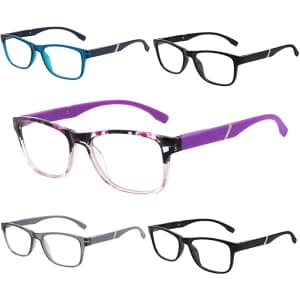 Tismac Blue Light Reading Glasses 5-Pack for $7