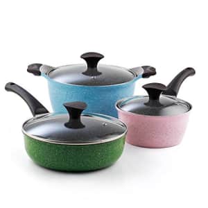 Cook N Home 6-Piece Nonstick Ceramic Coating Cookware Set, Multicolor for $70