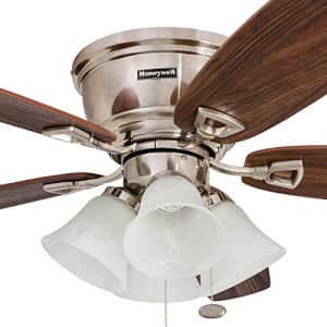 Honeywell 50182 Quick-2-Hang Hugger Ceiling Fan, 52 Dimmable LED White Swirled Marble Fixtures, for $97 Honeywell 50182 Quick-2-Hang Hugger Ceiling Fan, 52 Dimmable LED White Swirled Marble Fixtures, for $97