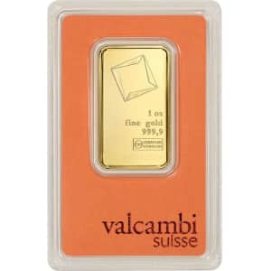 Valcambi Suisse 1-oz. Gold Bar w/ Assay Card for $1,965 Valcambi Suisse 1-oz. Gold Bar w/ Assay Card for $1,965