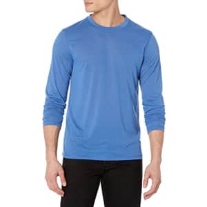 Perry Ellis Men's Portfolio Jersey Crew Neck Long Sleeve Shirt, Federal Blue, Medium for $13