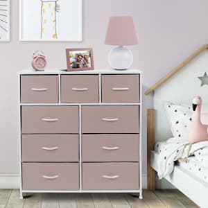Sorbus Dresser with 9 Drawers - Bedside Furniture & Night Stand End Table Dresser for Home, Bedroom for $104