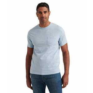 Lucky Brand Men's Short Sleeve Crew Neck Sunset Pocket Tee Shirt, Heather Blue, Medium for $32