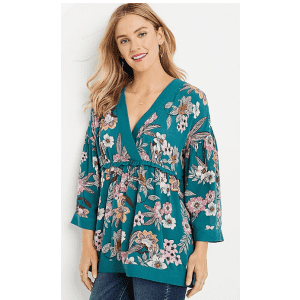 Maurices Women's Floral Bell Sleeve Blouse for $10 Maurices Women's Floral Bell Sleeve Blouse for $10